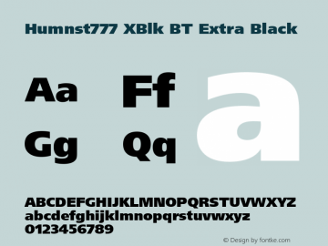 Humnst777 XBlk BT Extra Black mfgpctt-v4.5 Fri Jun 25 07:47:11 EDT 1999 Font Sample