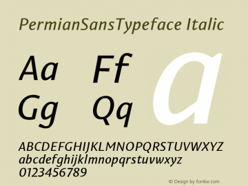 PermianSansTypeface-Italic Version 1.000 Font Sample