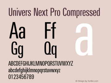 Univers Next Pro Compressed Version 2.00 Font Sample