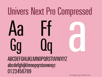 Univers Next Pro Compressed Version 2.00 Font Sample