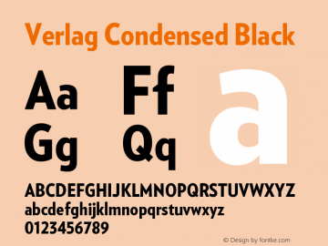 VerlagCondensed-Black Version 001.001 Font Sample