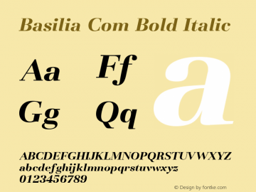 Basilia Com Bold Italic Version 1.00; 2006 Font Sample