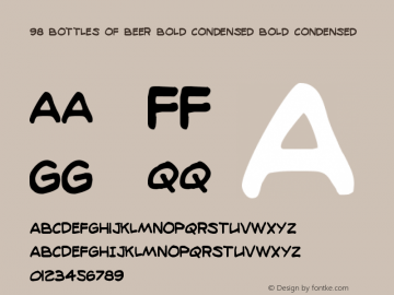 98 Bottles of Beer Bold Condensed Version 1.0; 2014 Font Sample