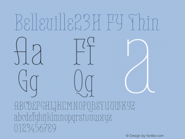 Belleville23H FY Thin Version 1.000 Font Sample