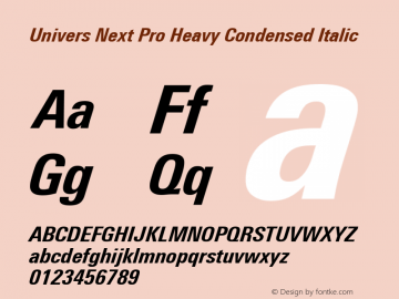 Univers Next Pro Heavy Condensed Italic Version 1.00图片样张