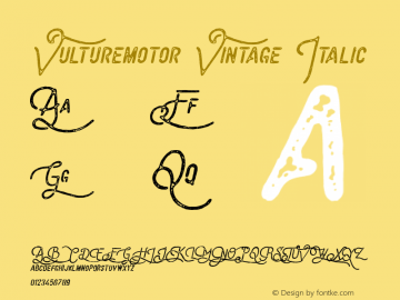 VulturemotorVintage-Italic Version 1.000 Font Sample