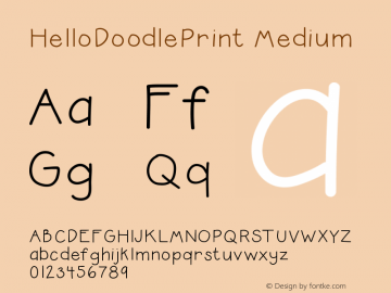 HelloDoodlePrint Version 001.000 Font Sample