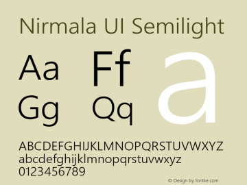 Nirmala UI Semilight Version 1.35 Font Sample