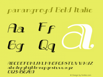 parangroyd Bold Italic Version 1.000 2010 initial release Font Sample