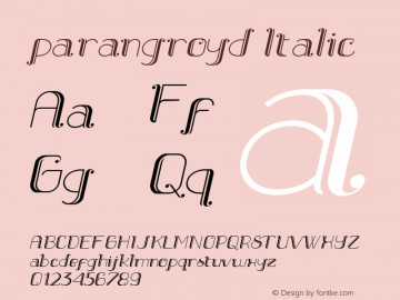 parangroyd Italic Version 1.000 2010 initial release图片样张