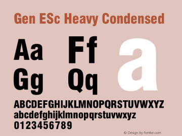 GenESc-HeavyCondensed Version 001.003; t1 to otf conv图片样张
