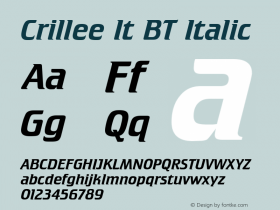 Crillee It BT Italic mfgpctt-v1.87 Dec 27 1996 Font Sample