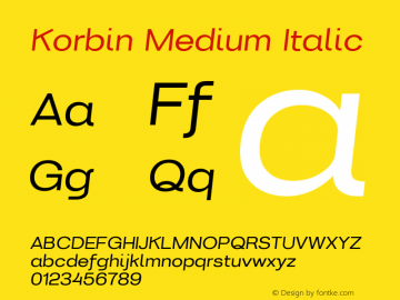 Korbin-MediumItalic Version 1.000图片样张