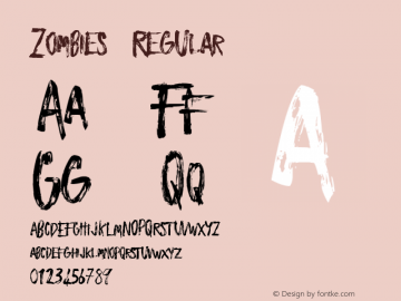 Zombies Version 001.001 Font Sample