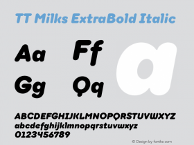 TT Milks ExtraBold Italic Version 1.000; ttfautohint (v1.5) -l 8 -r 50 -G 0 -x 0 -D latn -f cyrl -m 