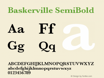 Baskerville SemiBold 10.0d1e1 Font Sample