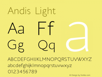 Andis-Light Version 1.000 Font Sample