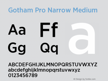 GothamPro-NarrowMedium Version 1.100; Cyrillic Support Font Sample