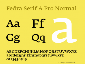 FedraSerifAPro-Normal Version 2.501;PS 002.005;hotconv 1.0.38 Font Sample