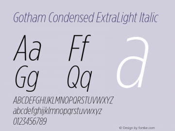 Gotham Condensed Font Gothamcondensed Extralightitalic Font Gothamcondensed Extralightitalic Version 2 200 Font Ttf Font Uncategorized Font Fontke Com