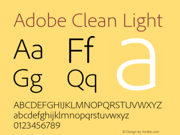 Adobe Clean Light Regular Version 5.215;PS Version 2.000;hotconv 1.0.73;makeotf.lib2.5.5900 Font Sample