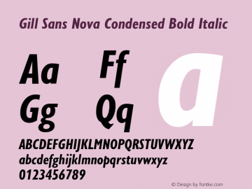 Gill Sans Nova Condensed Bold Italic Version 1.00图片样张