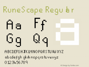 RuneScape Version 1.00 August 3, 2004, initial release Font Sample