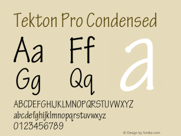 TektonPro-Cond Version 2.020;PS 2.000;hotconv 1.0.51;makeotf.lib2.0.18671 Font Sample