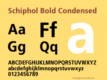 Schiphol-BoldCondensed Version 001.001; t1 to otf conv Font Sample