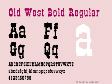 Old West Bold Regular Unknown Font Sample