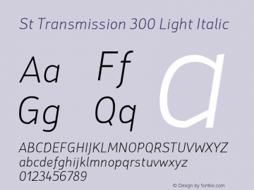 St Transmission 300 Light Italic Version 1.000; Fonts for Free; vk.com/fontsforfree图片样张