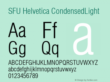 SFU Helvetica CondensedLight Macromedia Fontographer 4.1.5 9/21/05图片样张