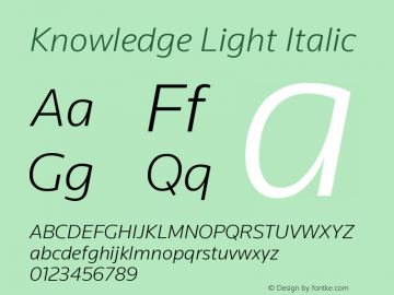 Knowledge-LightItalic 1.000 Font Sample