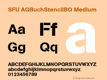 SFU AGBuchStencilBQ Medium Macromedia Fontographer 4.1.5 1/13/04图片样张