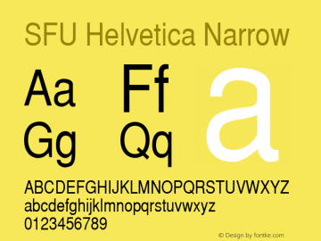 SFU Helvetica Narrow Macromedia Fontographer 4.1.5 9/21/05图片样张