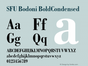 SFU Bodoni BoldCondensed Macromedia Fontographer 4.1.5 10/10/05 Font Sample