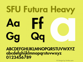 SFU Futura Heavy Macromedia Fontographer 4.1.5 8/29/56 Font Sample