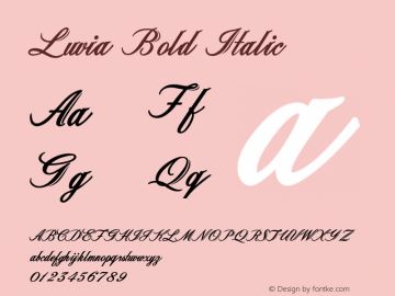 Luvia-BoldItalic Version 1.000 Font Sample