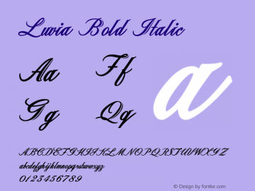 Luvia-BoldItalic Version 1.000 Font Sample