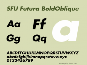 SFU Futura BoldOblique Macromedia Fontographer 4.1.5 10/4/05 Font Sample