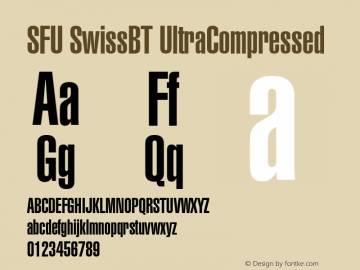 SFU SwissBT UltraCompressed Macromedia Fontographer 4.1.5 9/20/05图片样张