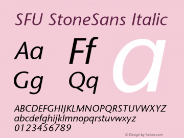 SFU StoneSans Italic Macromedia Fontographer 4.1.5 10/11/06 Font Sample