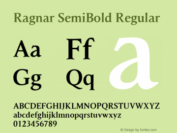 Ragnar SemiBold Macromedia Fontographer 4.1.4 01‐11‐17 Font Sample