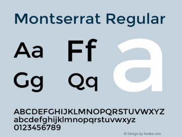 Montserrat-Regular Version 2.001 Font Sample