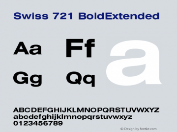 Swiss 721 Bold Extended Version 003.001 Font Sample