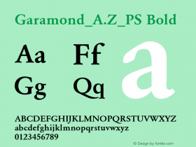 Garamond_A.Z_PS Bold 001.000 Font Sample