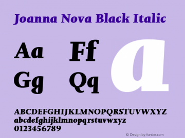 Joanna Nova Black Italic Version 1.00 Font Sample