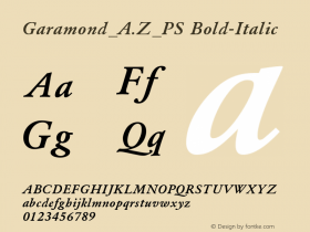 Garamond_A.Z_PS Bold-Italic 001.000 Font Sample