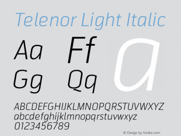 Telenor-LightItalic 001.000 Font Sample