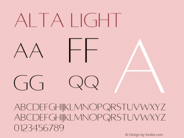 Alta Light Version 001.001 Font Sample